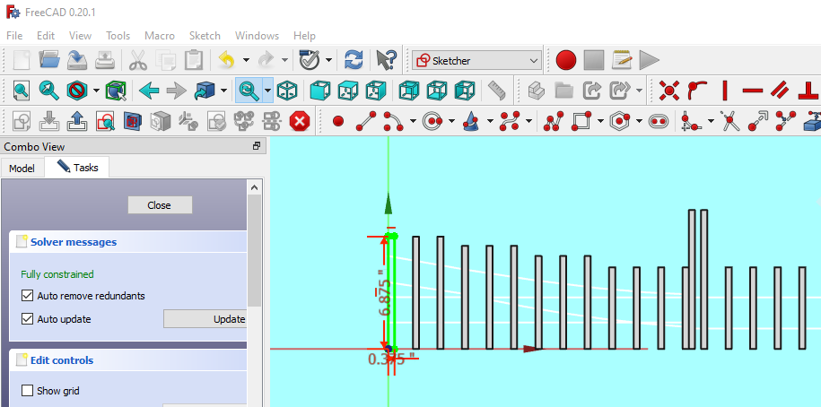 FreeCAD Sketch Of Stub Switch Ties