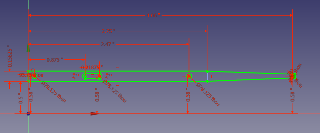 Throw Bar Sketch in FreeCAD